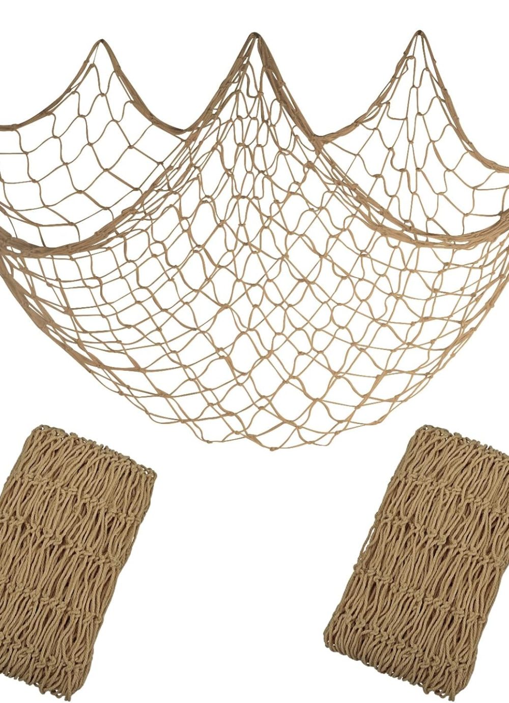 2 Pack Fish Net Decorations - 80x40 Inch Brown Fishing Net Decor for Under The Sea Hawaiian Beach Themed Party, 3mm Thick Natural Cotton Versatile Nautical Netting for Party Wall Table Ceiling Decor