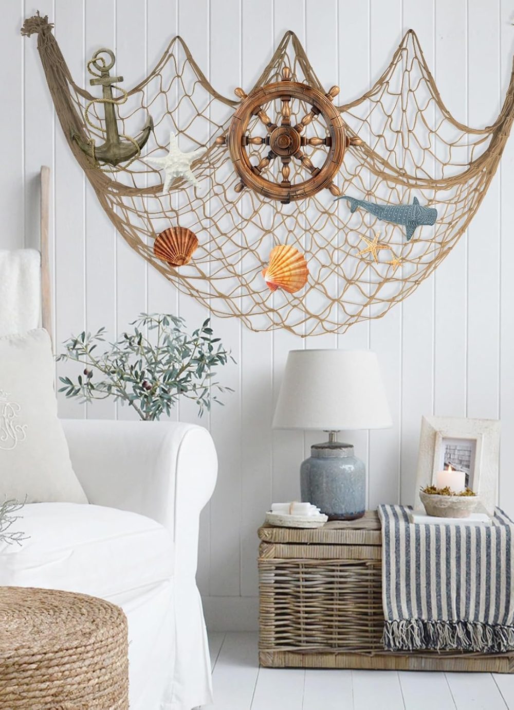2 Pack Fish Net Decorations - 80x40 Inch Brown Fishing Net Decor for Under The Sea Hawaiian Beach Themed Party, 3mm Thick Natural Cotton Versatile Nautical Netting for Party Wall Table Ceiling Decor - Image 7