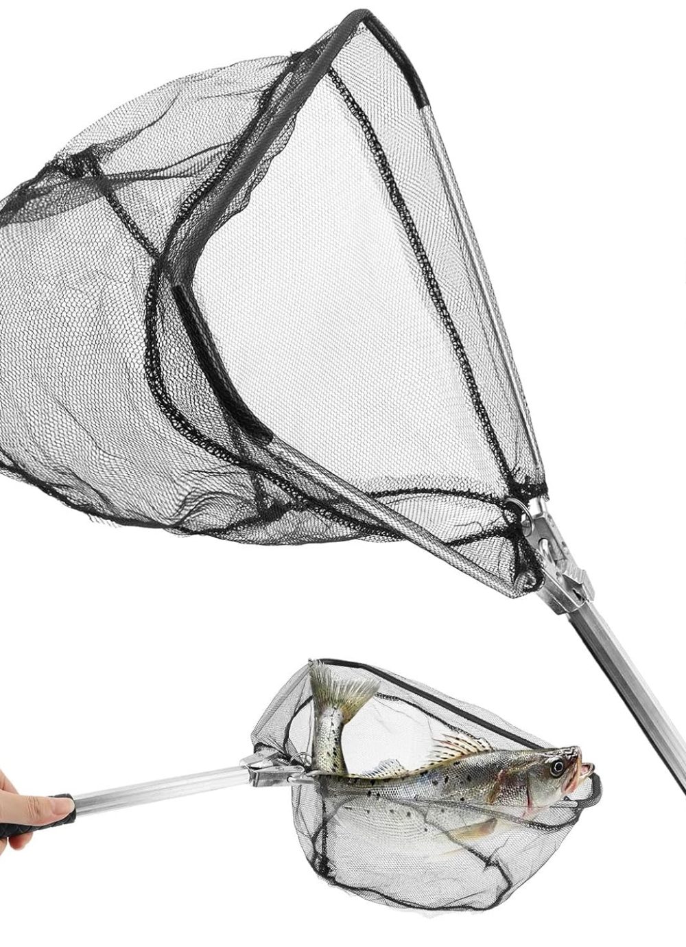 Fishing Net Minnow Nets with Aluminum Collapsible Telescopic Pole Handle and Nylon Mesh, Small Fishing Landing Net, Safe Fish Catching or Releasing