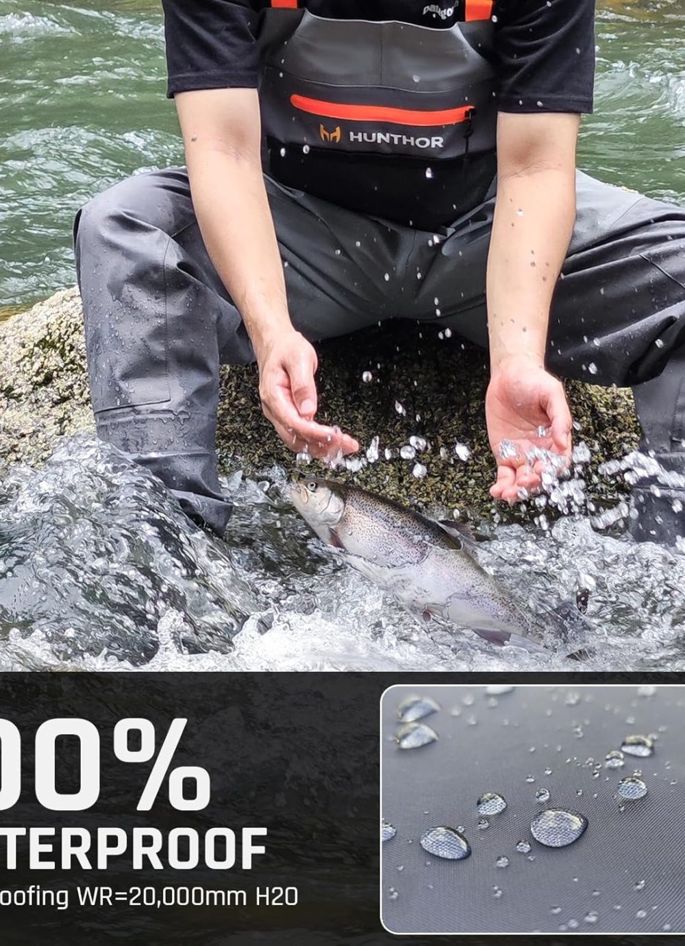Fishing Waders for Men Waterproof Breathable Chest Wader with Insulated Stockingfoot for Fly Fishing, Hunting, Wading - Image 2
