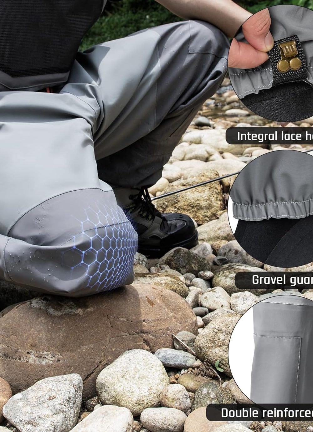 Fishing Waders for Men Waterproof Breathable Chest Wader with Insulated Stockingfoot for Fly Fishing, Hunting, Wading - Image 4