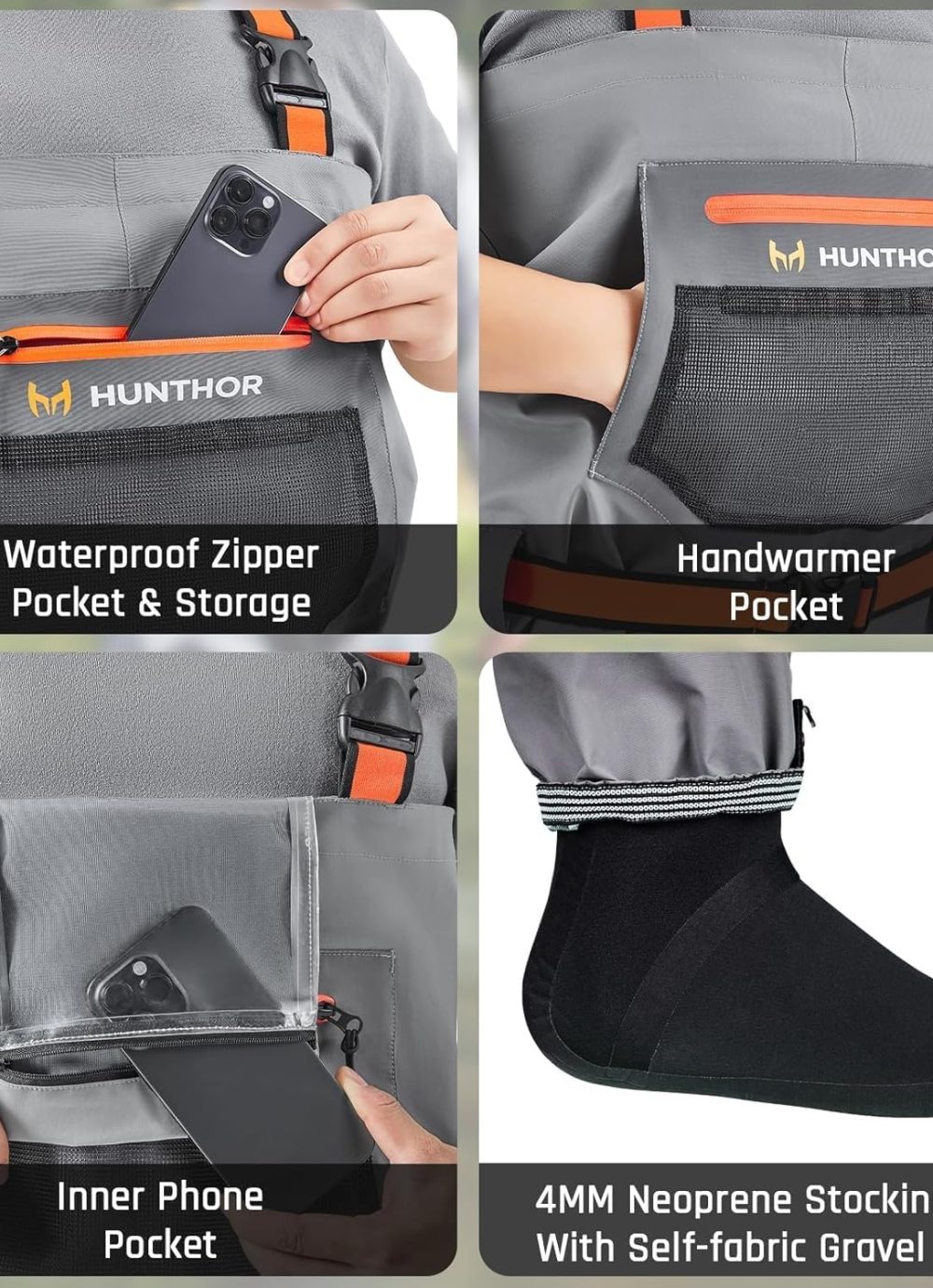 Fishing Waders for Men Waterproof Breathable Chest Wader with Insulated Stockingfoot for Fly Fishing, Hunting, Wading - Image 6