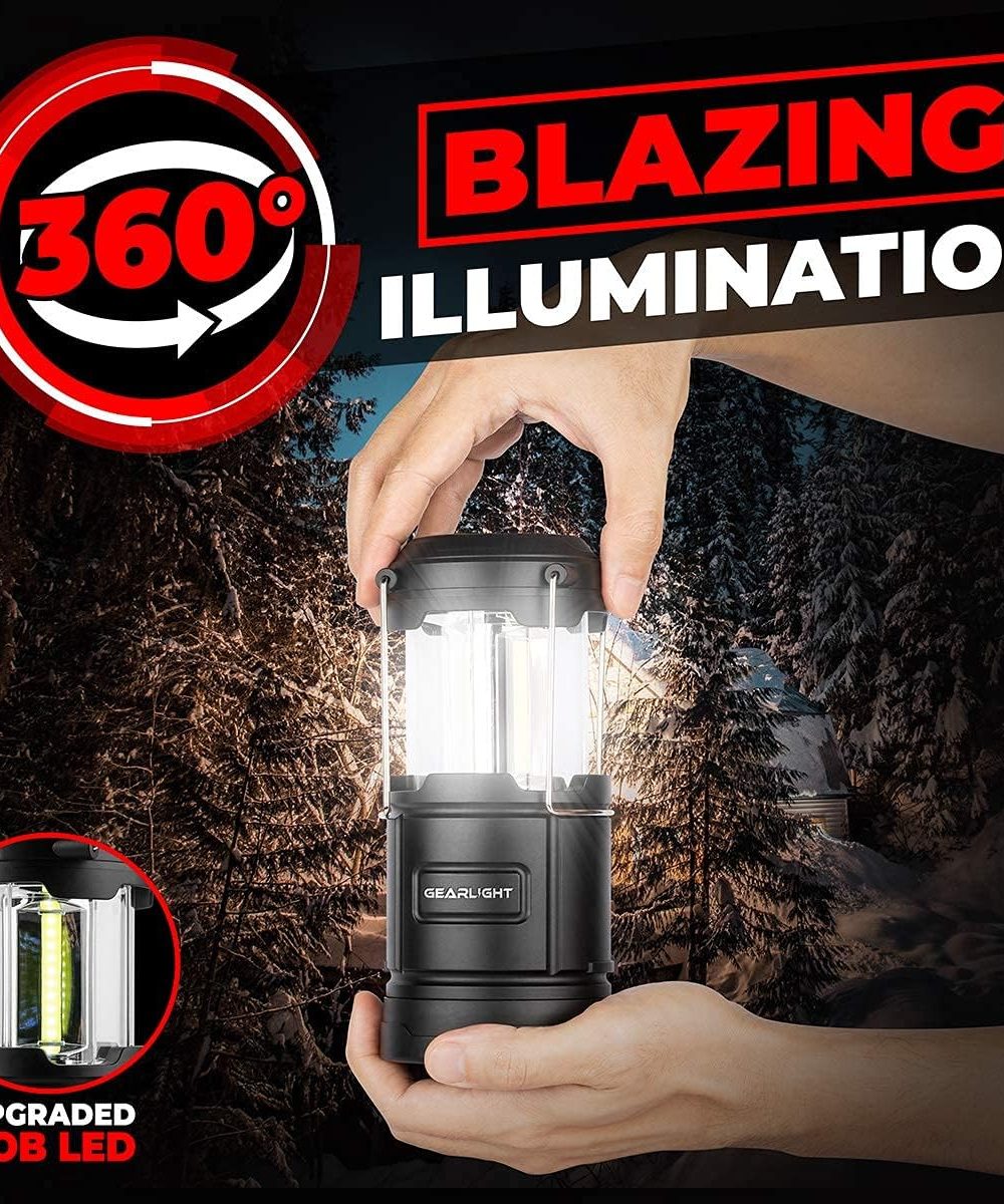 GearLight Camping Lantern - 2 Portable LED Battery Powered Lantern with Magnetic Base and Foldable Hook for Emergency Use or Campsites, Essential Hurricane Survival Kit with Batteries - Image 7