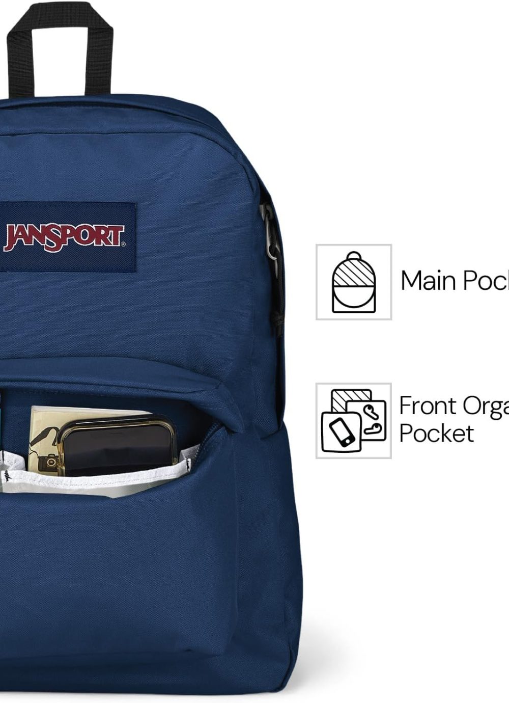 JanSport SuperBreak Plus Backpack with Padded 15-inch Laptop Sleeve and Integrated Bottle Pocket - Spacious and Durable Daypack for Work and Travel - Black - Image 4